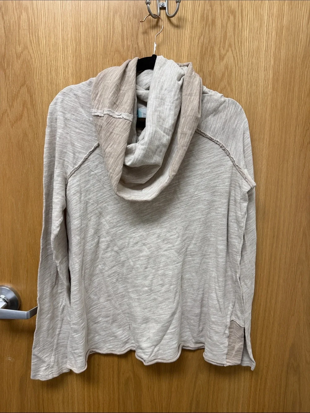 Free People Beach Cocoon Cowl Neck Pullover Slouchy Neck Sweater Beige/Tan